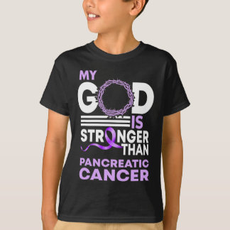 Mijn God is sterker dan pancreaskankerwaarschuwing T-shirt
