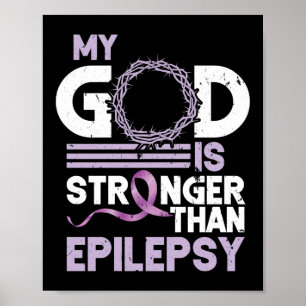 Mijn God is sterker dan pilepsy Bewustheid Lint Poster