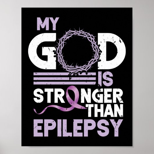 Mijn God is sterker dan pilepsy Bewustheid Lint Poster (Voorkant)