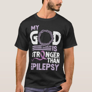 Mijn God is sterker dan pilepsy Bewustheid Lint T-shirt