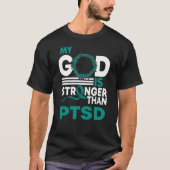 Mijn God is sterker dan PTSD Bewustmakingslint T-shirt (Voorkant)