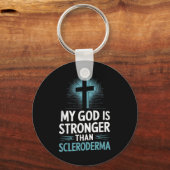 Mijn God is sterker dan sclerodermie Sleutelhanger (Voorkant)