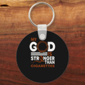 Mijn God is sterker dan sigaretten stoppen met sto Sleutelhanger (Voorkant)