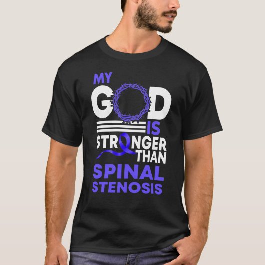Mijn God is sterker dan spinale Stenosis Bewusthei T-shirt (Voorkant)