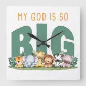 Mijn God is zo groot - Christelijke Faith Safari D Vierkante Klok (Voorkant)