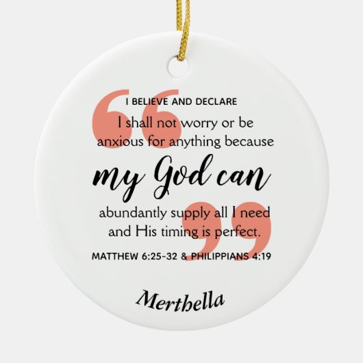 MIJN GOD KAN Christelijk bidden Keramisch Ornament (Voorkant)