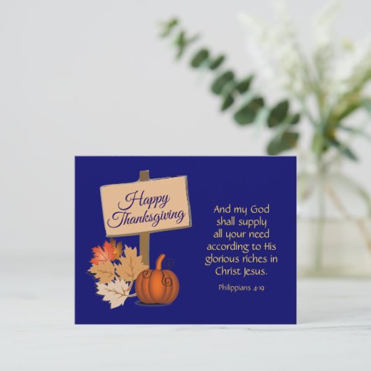 Mijn God zal leveren | Christelijke HAPPY THANKSGI Feestdagenkaart (Staand voorkant)