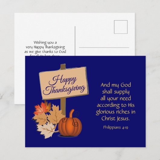 Mijn God zal leveren | Christelijke HAPPY THANKSGI Feestdagenkaart (Voorkant / Achterkant)