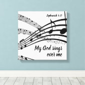 MIJN GOD ZINGT OVER MIJ CHRISTELIJK CANVAS AFDRUK (Insitu (Houten vloer))