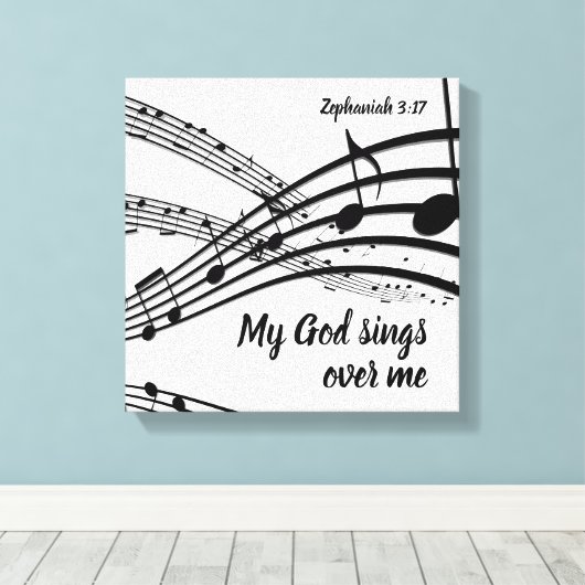 MIJN GOD ZINGT OVER MIJ CHRISTELIJK CANVAS AFDRUK (Insitu (Houten vloer))