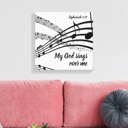 MIJN GOD ZINGT OVER MIJ CHRISTELIJK CANVAS AFDRUK (Insitu (Woonkamer))