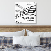 MIJN GOD ZINGT OVER MIJ CHRISTELIJK CANVAS AFDRUK (Insitu (Slaapkamer))