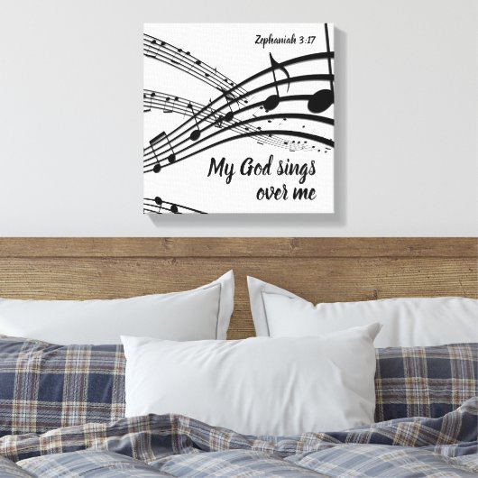 MIJN GOD ZINGT OVER MIJ CHRISTELIJK CANVAS AFDRUK (Insitu (Slaapkamer))