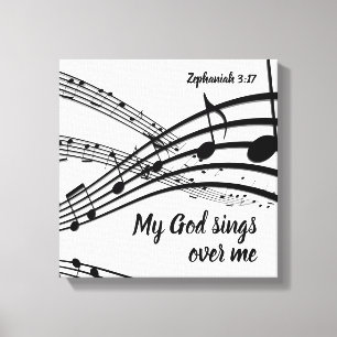 MIJN GOD ZINGT OVER MIJ CHRISTELIJK CANVAS AFDRUK