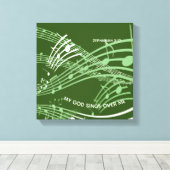 Mijn God Zingt Over Mij Zefanja 3:17 Groene Muziek Canvas Afdruk (Insitu (Houten vloer))