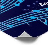 Mijn God zingt over mij Zephaniah 3:17 Blue Music Poster (Hoek)