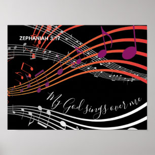 MIJN GOD ZITT OVER MIJ   Zephaniah 3:17   Muziek Poster
