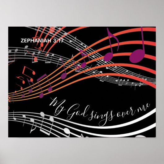 MIJN GOD ZITT OVER MIJ | Zephaniah 3:17 | Muziek Poster (Voorkant)