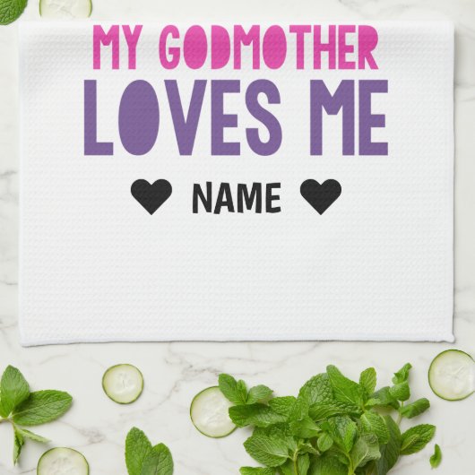 Mijn Godmoeder houdt van me. Theedoek (Gevouwen)