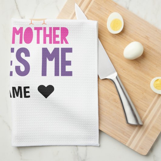 Mijn Godmoeder houdt van me. Theedoek (Quarter Fold)