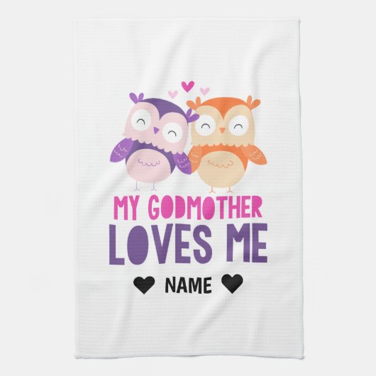 Mijn Godmoeder houdt van me. Theedoek (Verticaal)
