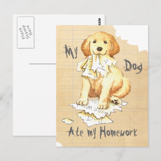 Mijn Golden Ate Mijn thuiswerk Briefkaart (Voorkant / Achterkant)