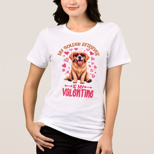 Mijn Golden Retriever is mijn Valentijn hondenlief Tri-Blend Shirt (Voorkant)