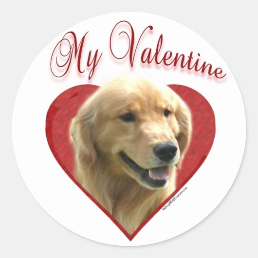 Mijn Golden Retriever Valentijn Ronde Sticker (Voorkant)