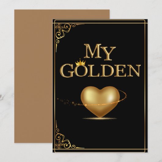 Mijn gouden hart Valentijnsdag Kaart ontwerp (Voorkant / Achterkant)