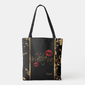 Mijn goudmarmer van de makreel - Rode glitter lips Tote Bag (Achterkant)