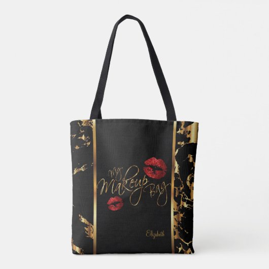 Mijn goudmarmer van de makreel - Rode glitter lips Tote Bag (Achterkant)