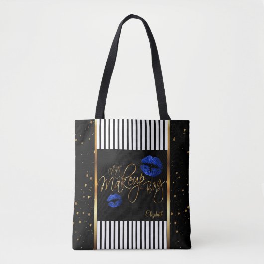 Mijn goudtas van Makeup Gold Confetti - Blauwe gla Tote Bag (Voorkant)