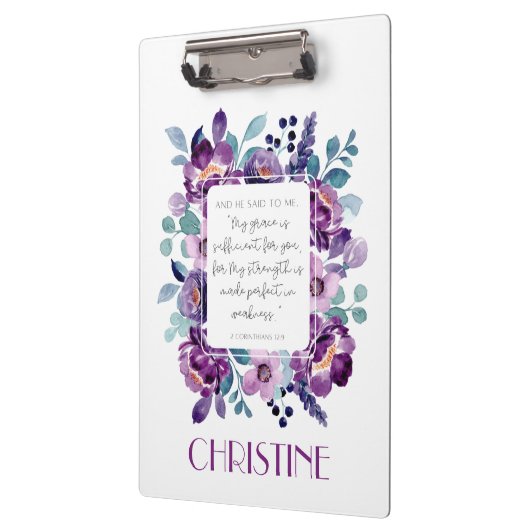 Mijn Grace Paarse Waterverf Floral klembord (Links)