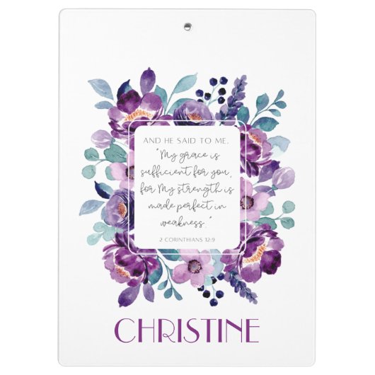 Mijn Grace Paarse Waterverf Floral klembord (Achterkant)