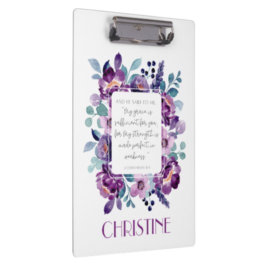 Mijn Grace Paarse Waterverf Floral klembord (Rechts)