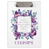 Mijn Grace Paarse Waterverf Floral klembord (Voorkant)