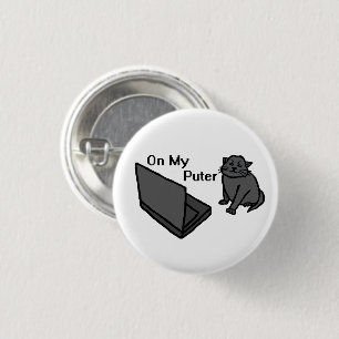 Mijn Grappige Computerkat Meme Ronde Button 3,2 Cm