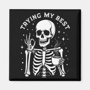 Mijn grappige skelet drinkt koffie met Halloween Magneet
