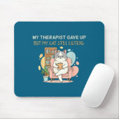 Mijn grappige therapeut gaf het op maar kat muismat (Met muis)