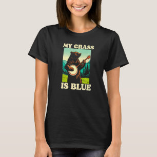 Mijn gras is blauw Banjo Beer Retro Natuur Grafisc T-shirt