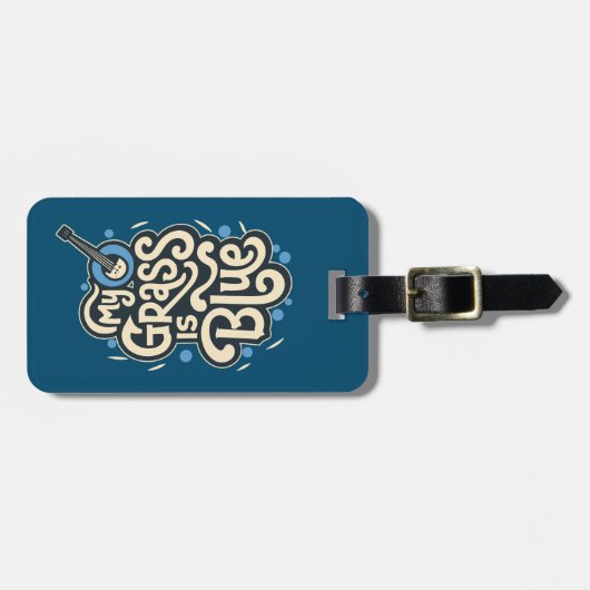 Mijn gras is Blauw Bluegrass Volksmuziek Bagagelabel (Voorkant horizontaal)