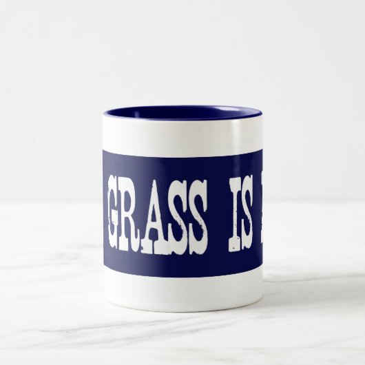 Mijn gras is blauw tweekleurige koffiemok (Center)