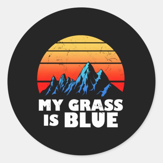Mijn gras is blauwe bluegrass muziek ronde sticker (Voorkant)