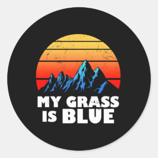 Mijn gras is blauwe bluegrass muziek ronde sticker