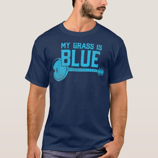 Mijn gras is Blue Bluegrass Banjo Player Fan T-shirt (Voorkant)