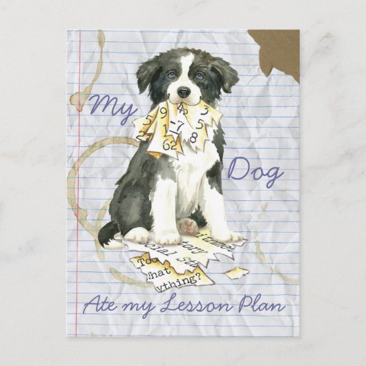 Mijn grens Collie Ate mijn Lesson Plan Briefkaart (Voorkant)