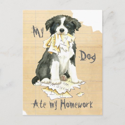 Mijn grens Collie Ate mijn thuiswerk Briefkaart (Voorkant)