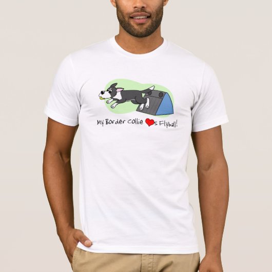 Mijn Grens Collie houdt van Flyball T-Shirt (Voorkant)