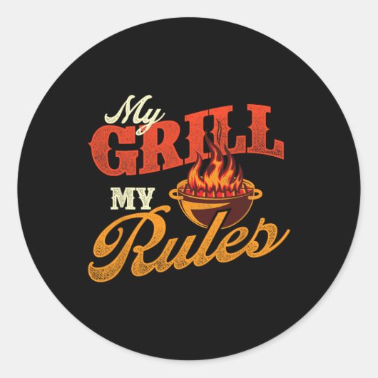 Mijn Grill Mijn Regels - Pitmaster Byrbecue Grilli Ronde Sticker (Voorkant)
