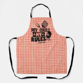 Mijn grill My Rules Funny Red Gingham BBQ Kitchen Schort (Voorkant)